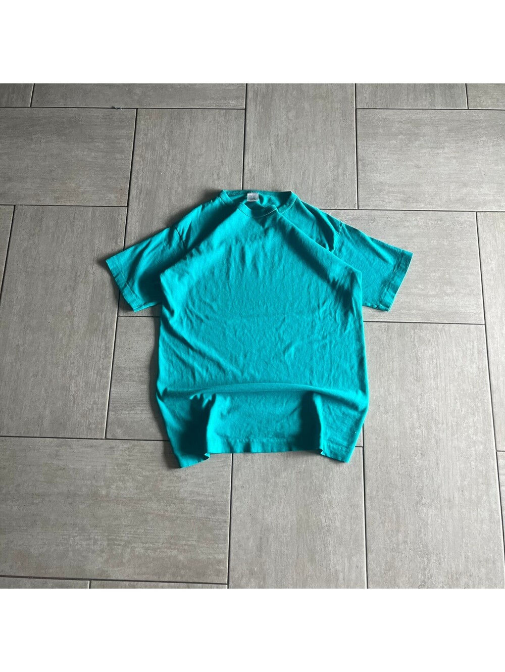 Vintage Fruit of the Loom Teal Basic Crew Neck T-Shirt Medium